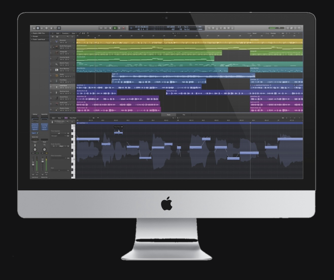 Logic Pro mixing session at Promenade Studios
